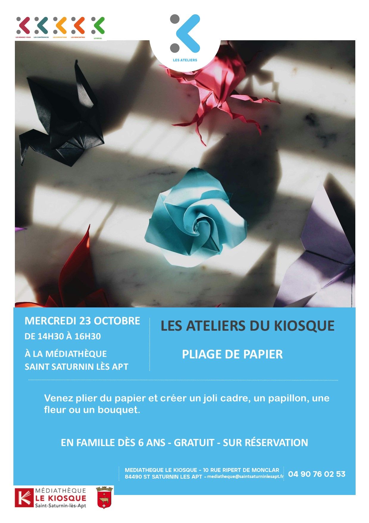 Affiche atelier pliage de papier